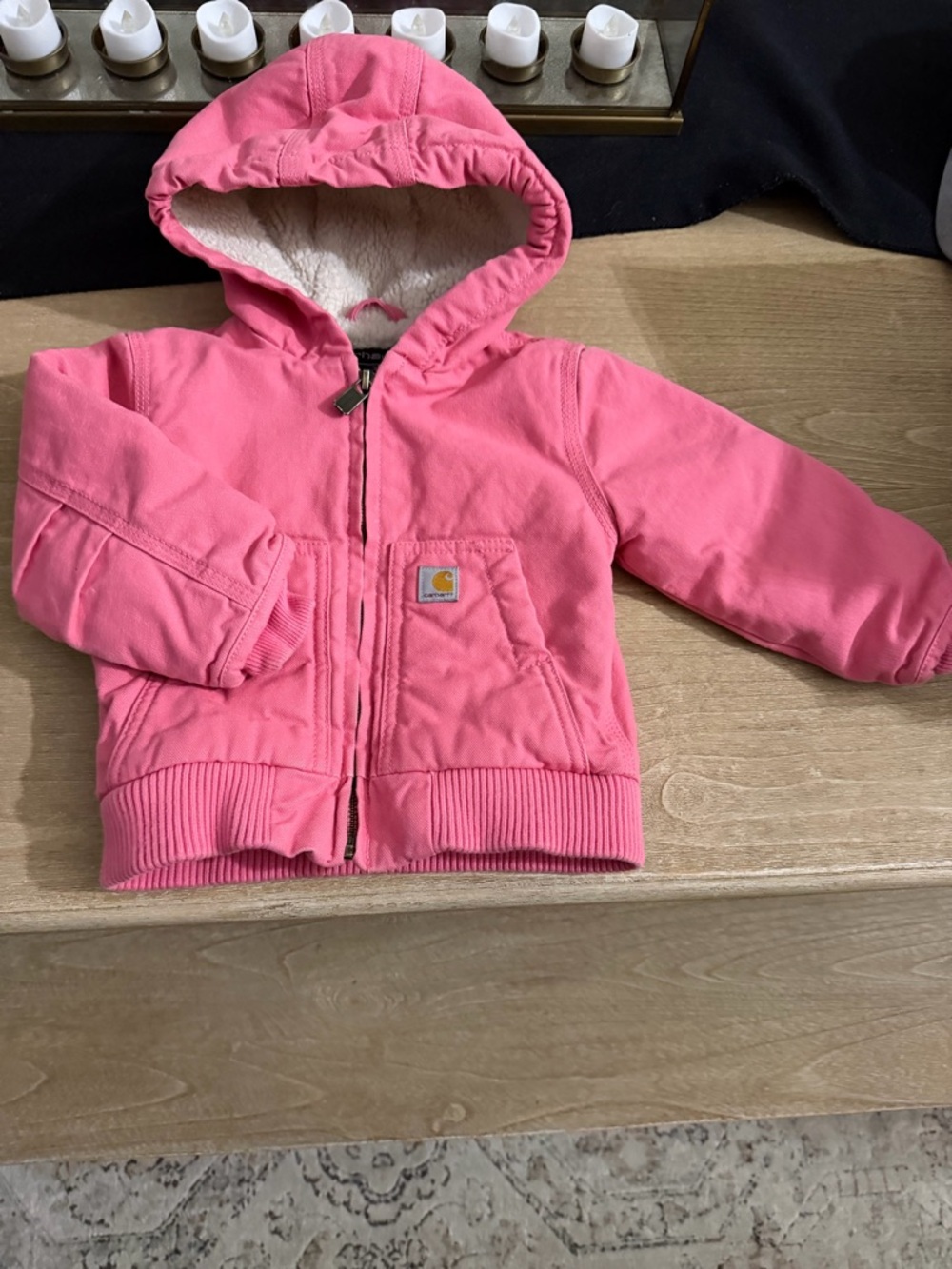 Carhartt Baby Pink Hooded Sherpa-Lined Jacket